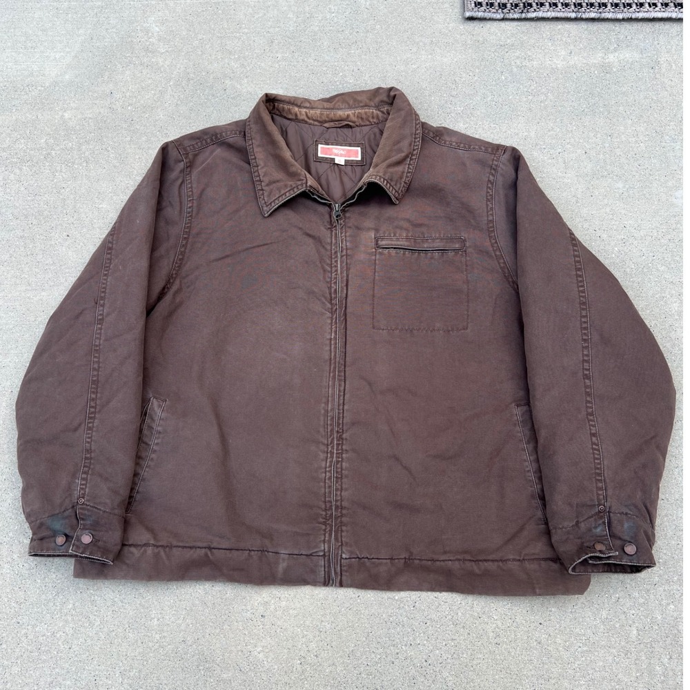 Mossimo Work Jacket Mens XXL Brown Canvas Quilted Lining Utility detroit Coat